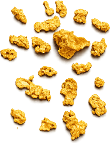 Natural gold nuggets scatter